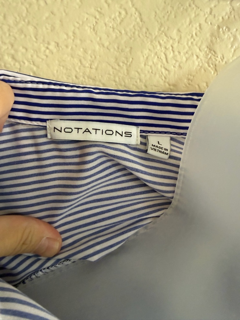 Notations Blue and White Striped Sleeveless Button-Up Blouse - Picture 3 of 3